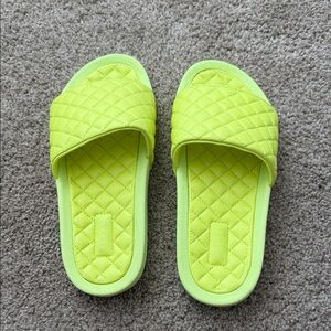 APL Quilted Neon Yellow Slide Sandals